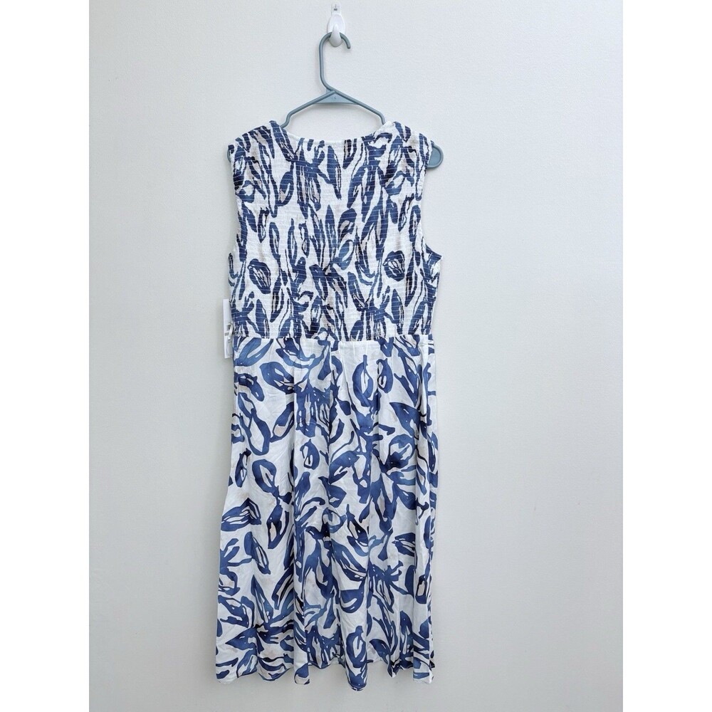 Calvin Klein Women Midi Dress Size 12 NWT Smocked W/ Pockets Floral Sleeveless - Picture 5 of 14